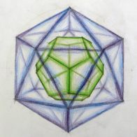 A pupil’s colour study of nested polyhedra.