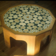 Oak table with tile mosaic top, Richard Henry (2001)