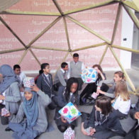 Adam And Richard teaching a geometry workshop to a group of gifted and talented students from St Paul's Way School. The workshop took place at The Truman Brewery, Brick lane, East London